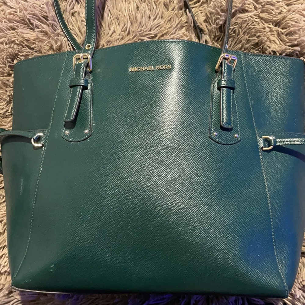 Hunter green Michael Kors MK TOTE.